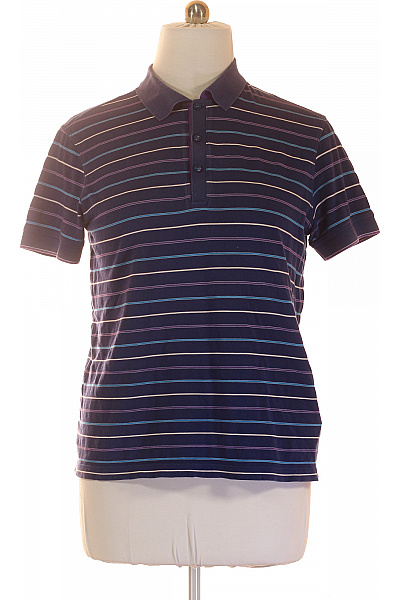 Hugo Boss Dámské Modré Pruhované Polo Tričko S Krátkým Rukávem Velikost EU XL