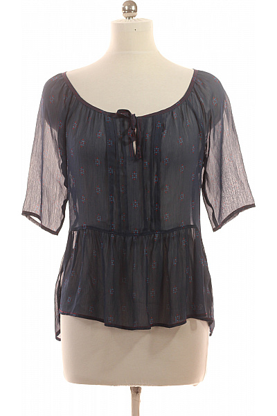 Hollister Dámská halenka s krátkým rukávem a mašlí modrá vzorovaná průsvitná boho Velikost M | Hollister | obrázek 2