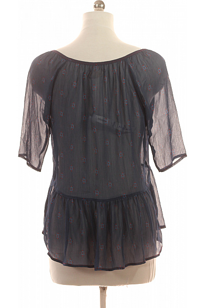 Hollister Dámská halenka s krátkým rukávem a mašlí modrá vzorovaná průsvitná boho Velikost M | Hollister | obrázek 3