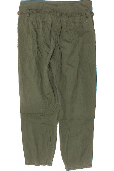 OBJECT Dámské bavlněné kalhoty zelené s páskem volnočasové s vysokým pasem Vel. 40 | OBJECT | obrázek 3