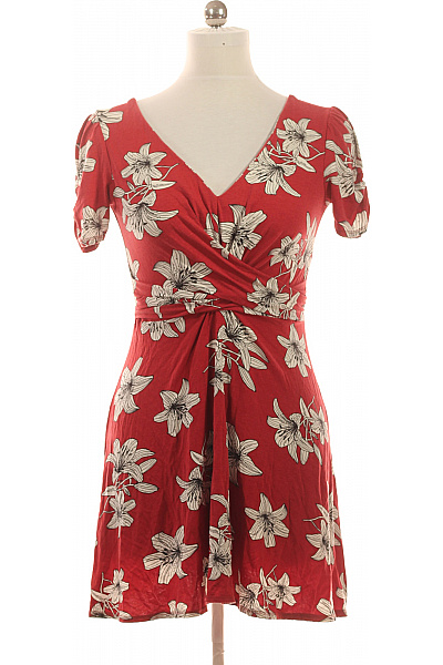 River Island Dámské šaty červené Květované Zavinovací Krátké Letní Velikost 38