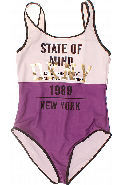 Donna Karan jednodílné plavky fialové dvoubarevné s potiskem 1989 New York Vel. M | Donna Karan | obrázek 2