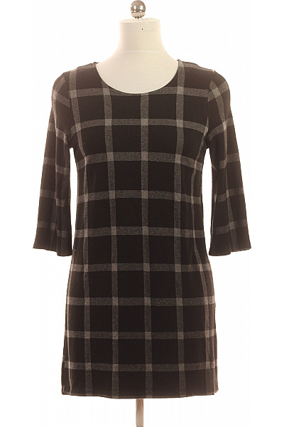 Dámské šaty s dlouhým rukávem kostkované volnočasové šedé Vel. M | Unimoda | obrázek 2