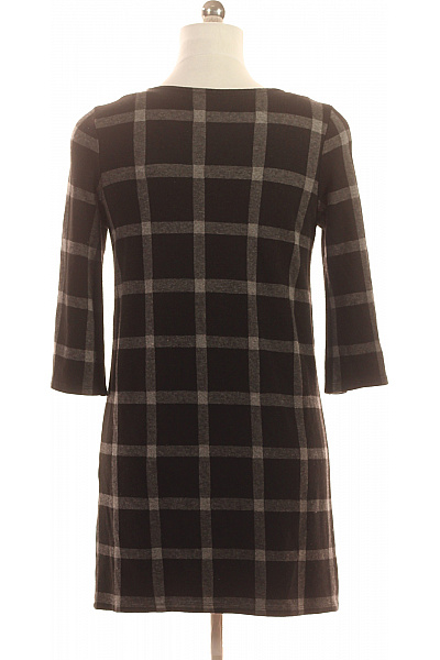 Dámské šaty s dlouhým rukávem kostkované volnočasové šedé Vel. M | Unimoda | obrázek 3