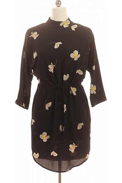 mbyM Dámské šaty s dlouhým rukávem květované černé volnočasové s páskem Vel. m | mbyM | obrázek 2