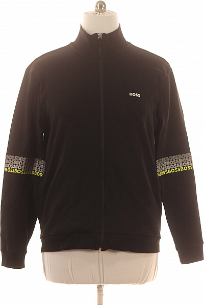 Hugo Boss Pánská černá Mikina S Dlouhým Rukávem Na Zip S Potiskem Vel. Xl