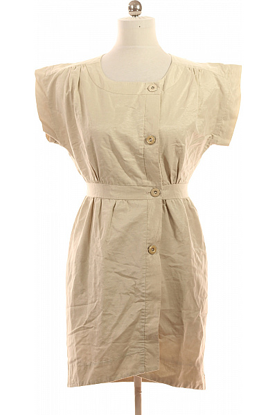 Bruuns Bazaar Béžové bavlněné šaty s krátkým rukávem a páskem Vel. 40 | Bruuns Bazaar | obrázek 2