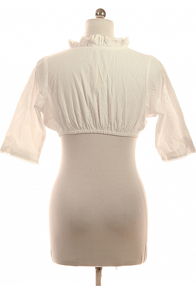 Stockerpoint Bílé bavlněné tričko s krátkým rukávem a volánovými rukávy crop top Velikost 42 | Stockerpoint | obrázek 3