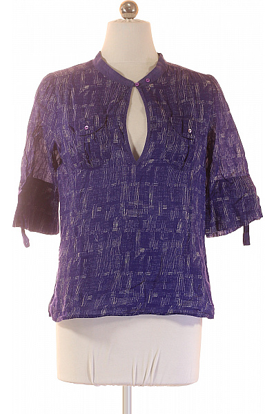 Bruuns Bazaar Fialová vzorovaná halenka s krátkým rukávem a výstřihem Vel. 38 | Bruuns Bazaar | obrázek 2