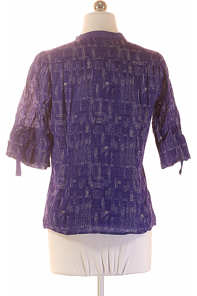 Bruuns Bazaar Fialová vzorovaná halenka s krátkým rukávem a výstřihem Vel. 38 | Bruuns Bazaar | obrázek 3