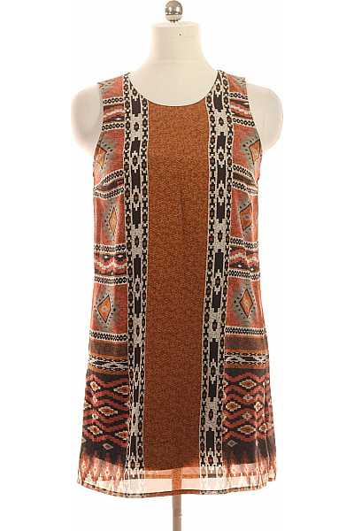 ONLY šaty bez rukávů boho oranžové s potiskem volnočasové letní žerzejové Vel. 38 | ONLY | obrázek 2