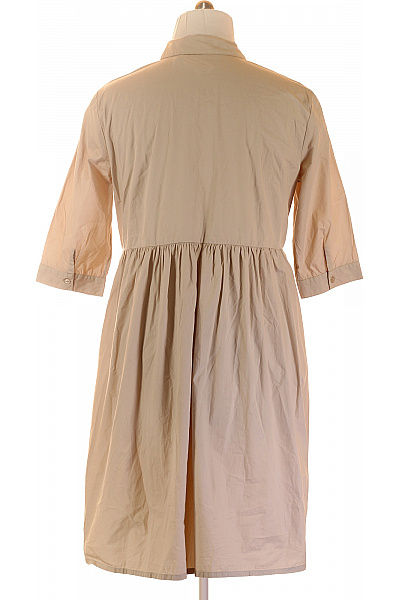 béžové košilové šaty s krátkým rukávem volnočasové Vel. XL | Unimoda | obrázek 3