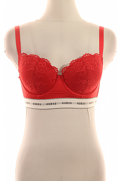 Guess červená Krajková Podprsenka Push Up S Logem Vel. EU 70D