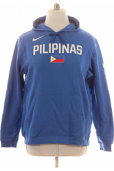 Nike Modrá Mikina S Kapucí A Potiskem Přes Hlavu Velikost Xl