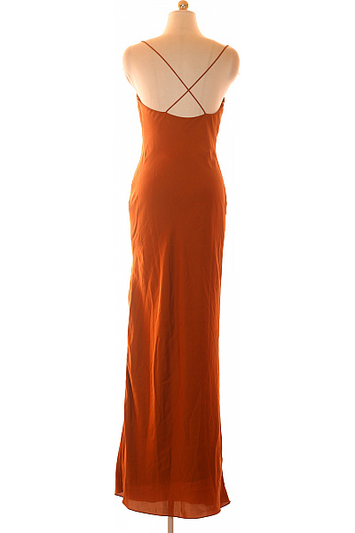 unique just be you Oranžové dlouhé šaty na ramínka saténové elegantní večerní Vel. 36 | unique just be you | obrázek 3
