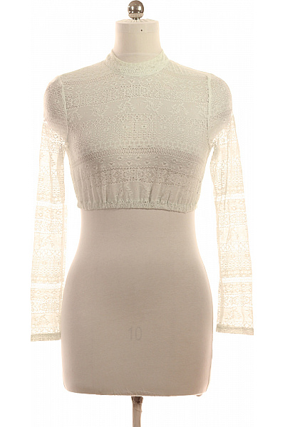 Trachtenmanufaktur Dámské Tričko S Dlouhým Rukávem Bílé Krajkové Crop Top Vel. 38