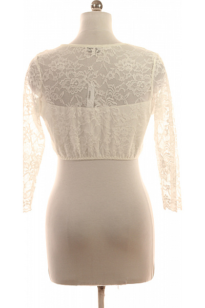 MARJO Dámské tričko s dlouhým rukávem bílé krajkové crop top Vel. 44 | MARJO | obrázek 2