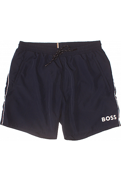 Hugo Boss Pánské Modré Sportovní Plavecké Kraťasy S Bočními Kapsami A Potiskem Velikost M