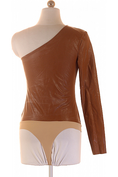 Hnědé kožené body s dlouhým rukávem na jedno rameno Vel. M | Unimoda | obrázek 2