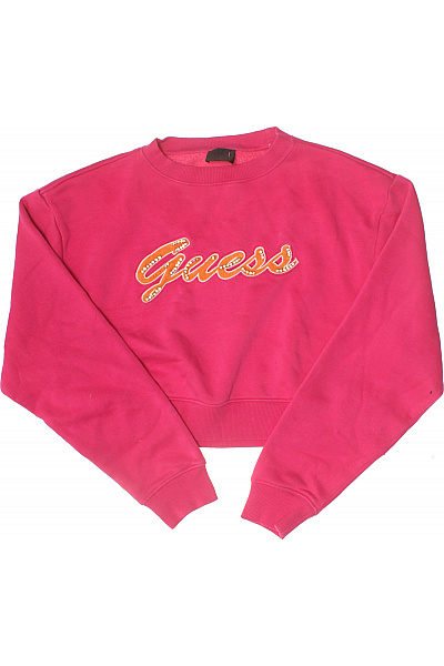 Guess Růžová Crop Mikina S Dlouhým Rukávem A Potiskem Vel. S