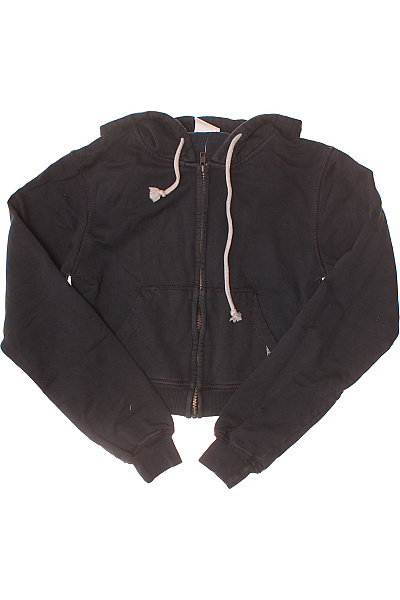 Dámská černá Mikina S Kapucí Na Zip Crop Velikost S