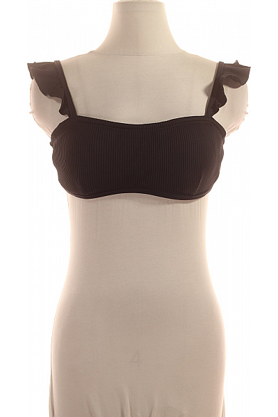 PROTEST Dámské plavky černé žebrované crop top s volánky Vel. 42 | PROTEST | obrázek 2