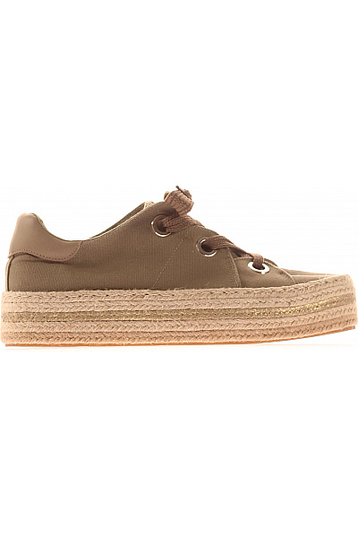 Dámské Plátěné Espadrilky Na Platformě šněrovací Letní Khaki Vel. 41