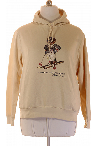 Ralph Lauren Béžová Mikina S Kapucí A Potiskem Medvídka Na Lyžích Vel. EU L