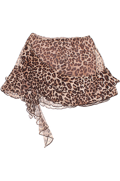 Bershka Dámská leopardí mini sukně průsvitná s volánky letní Vel. s | Bershka | obrázek 2