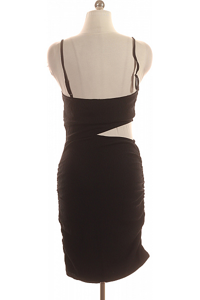 Černé asymetrické šaty na ramínka mini sexy žerzejové Velikost EU 40 | Unimoda | obrázek 2
