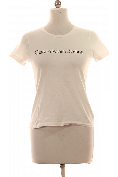 Calvin Klein Dámské Tričko S Krátkým Rukávem A Nápisem Basic Bílé Vel. EU M