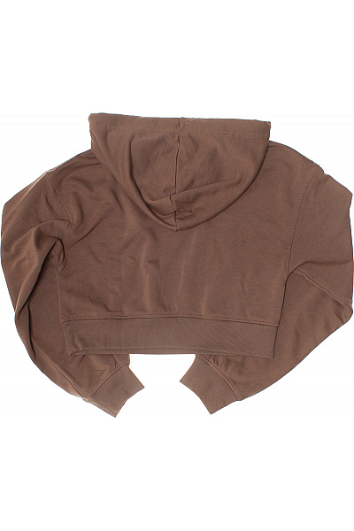 dámská hnědá mikina s kapucí crop polyesterová Vel. 36 | Unimoda | obrázek 2