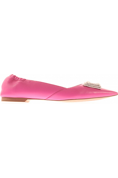 Bibi Lou Růžové Kožené Baleríny špičaté S Kamínky Elegantní Volnočasové Jarní Vel. 38