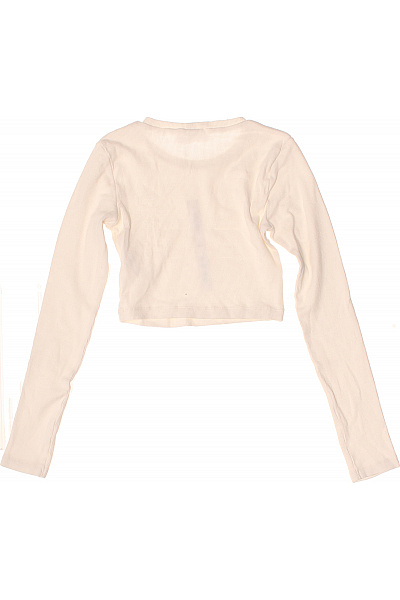 Dámské bavlněné tričko s dlouhým rukávem a kulatým výstřihem crop top béžové Velikost 34 | Unimoda | obrázek 3