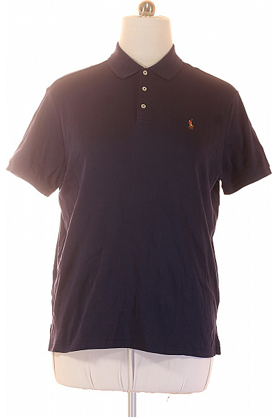 Ralph Lauren Pánské Polo Tričko S Krátkým Rukávem Modré Jednobarevné Bavlněné Velikost XL