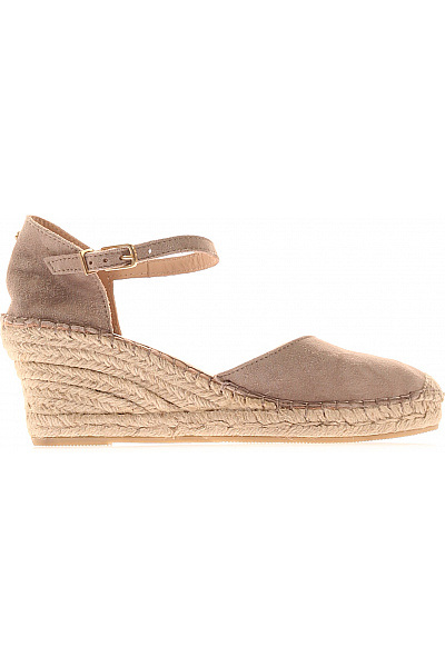 Fred De La Bretoniere Dámské Béžové Semišové Espadrilky Na Klínku S Páskem Vel. 39