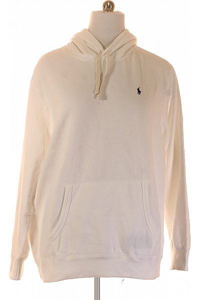 Ralph Lauren Bílá Bavlněná Mikina S Kapucí A Klokaní Kapsou Vel. XXL