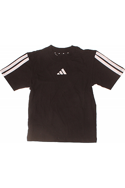 ADIDAS Dětské Tričko černé Bavlněné S Pruhy Velikost 122