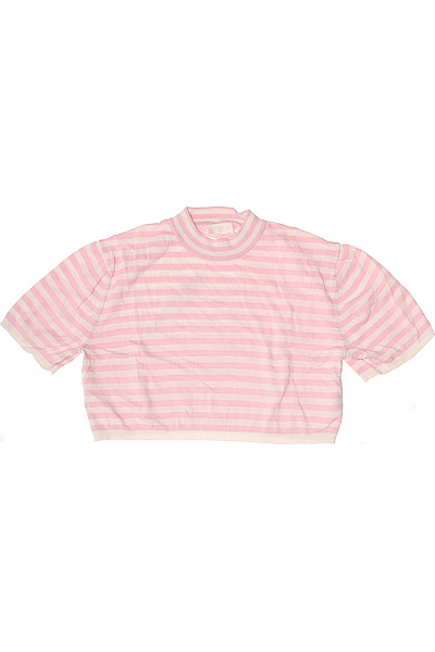 růžové pruhované crop top tričko s krátkým rukávem Velikost L | Unimoda | obrázek 2