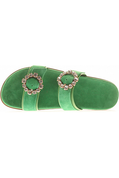 HAMMERSTEIN Dámské nazouvací sandály zelené semišové s kamínky letní Velikost 40 | HAMMERSTEIN | obrázek 2