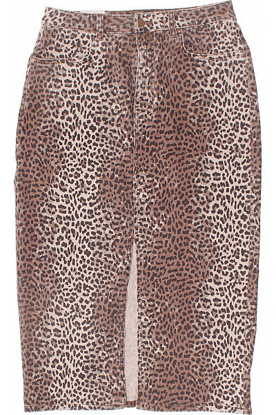 RICH&ROYAL Dámská Džínová Sukně S Potiskem Leopardí Vzor Midi Vel. EU 29