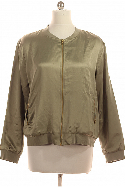 LAWRENCE GREY Dámská Bomber Bunda Lesklá Zelená Se Zipem Moderní Velikost 42