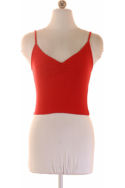 Bershka dámské červené tílko bez rukávů crop top basic Velikost S | Bershka | obrázek 2