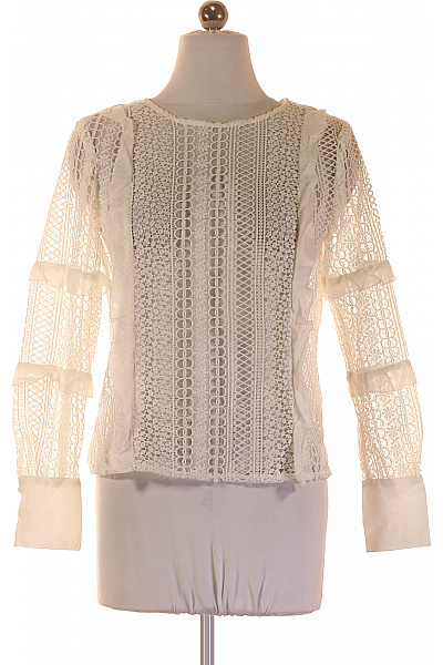 MANGO Dámská krajková halenka s dlouhým rukávem bílá boho romantická Velikost XS | MANGO | obrázek 2