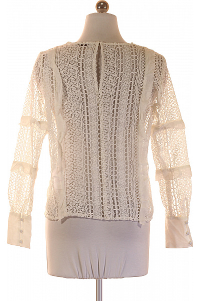 MANGO Dámská krajková halenka s dlouhým rukávem bílá boho romantická Velikost XS | MANGO | obrázek 3