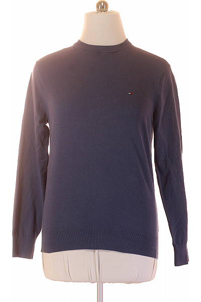 TOMMY HILFIGER Pánský Modrý Bavlněný Svetr S Dlouhým Rukávem Basic Vel. L