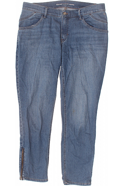 GERRY WEBER Dámské Džíny Slim Fit Cropped Modré Se Zipy Vel. 42