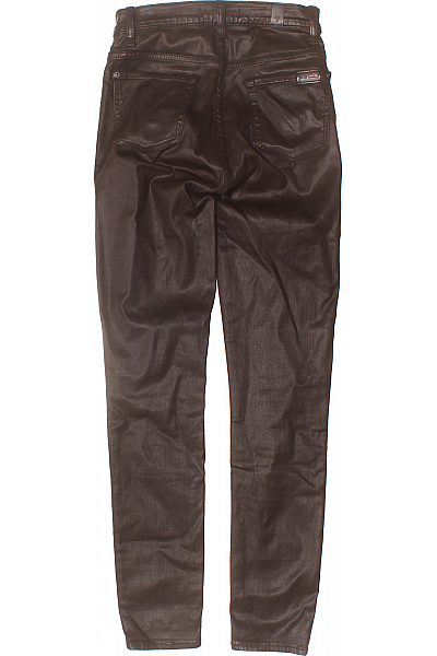 Dívčí džíny hnědé lesklé skinny Velikost 25 | Unimoda | obrázek 2