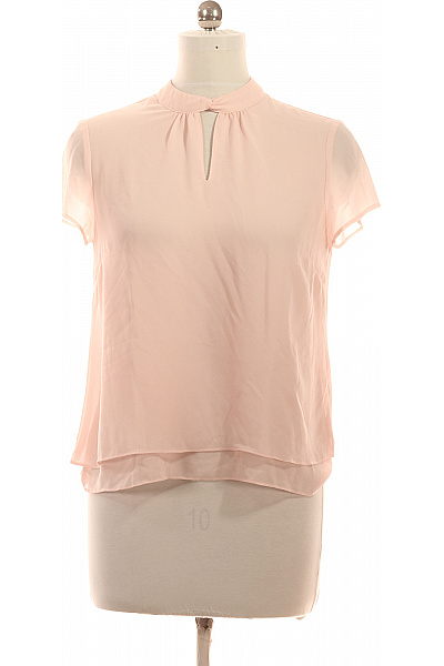 Růžová halenka krátký rukáv stojáček elegantní polyesterové Vel. 38 | Unimoda | obrázek 2