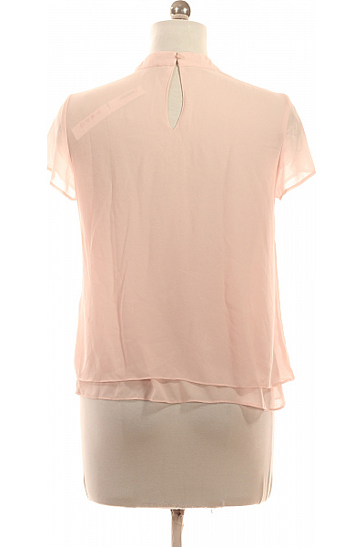 Růžová halenka krátký rukáv stojáček elegantní polyesterové Vel. 38 | Unimoda | obrázek 3